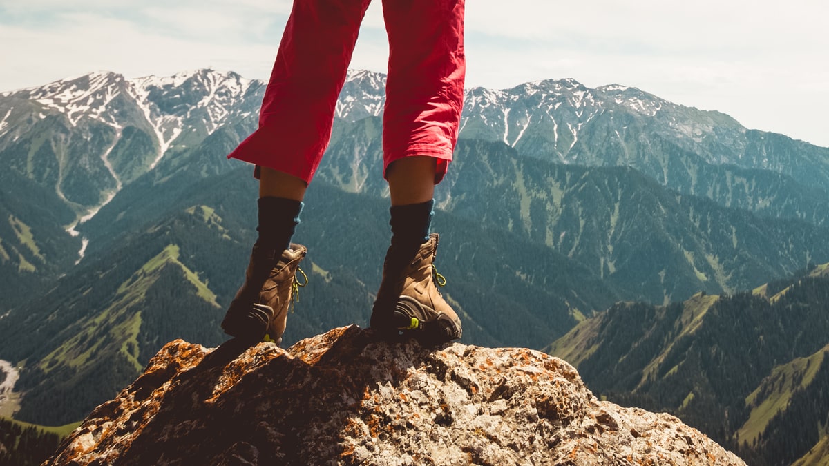 Hiker enjoy the view on-high altitude.