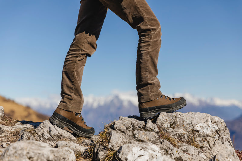 Hiking boots in action