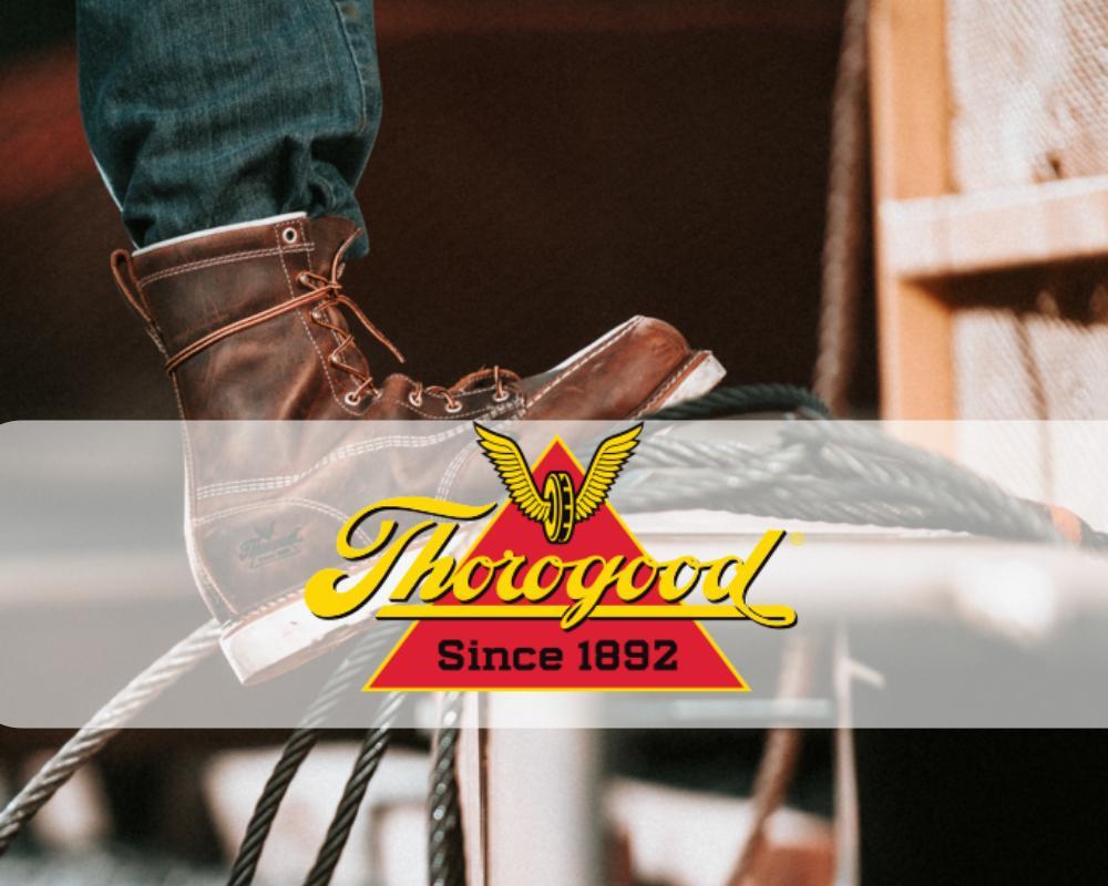 Thorogood boots with Thorogood logo
