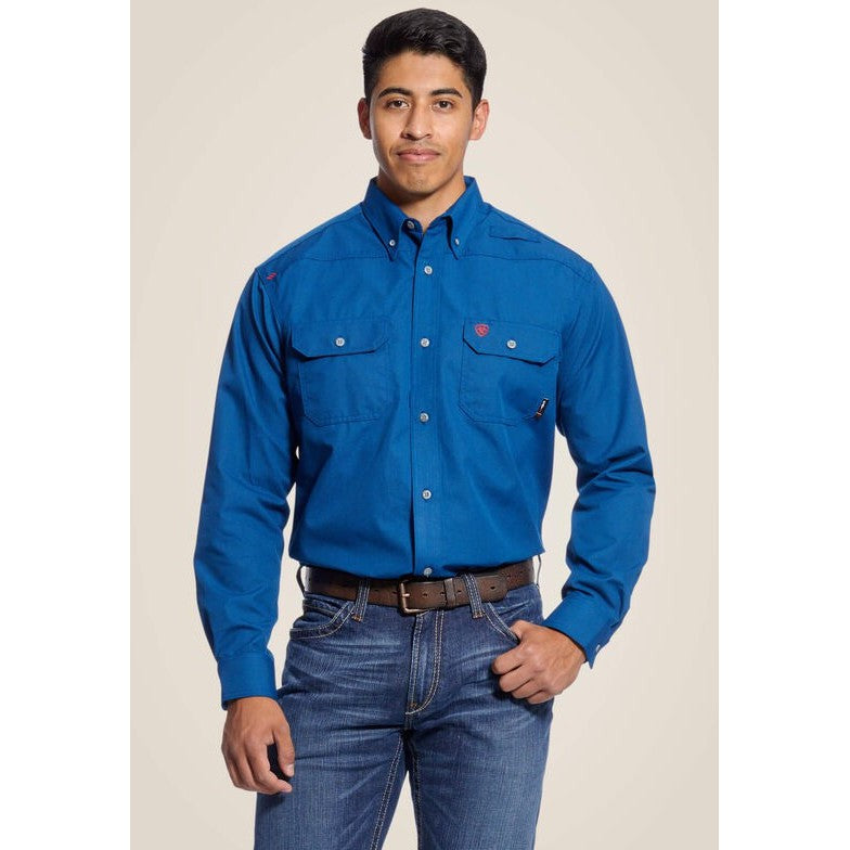 Ariat Men's Featherlight Flame Resist Work Shirt Blue - 10025428 Small / Royal Blue / Standard - Overlook Boots
