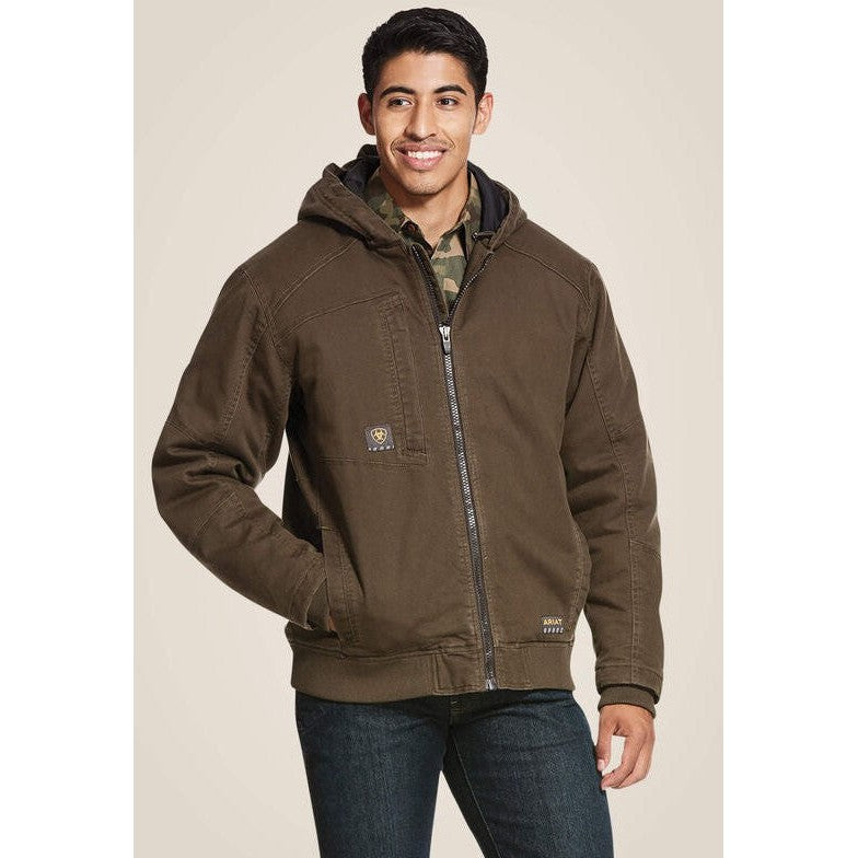Ariat Men's Rebar Washed DuraCanvas 140G Insulated Jacket Wren - 10027860 Small / Wren / Standard - Overlook Boots