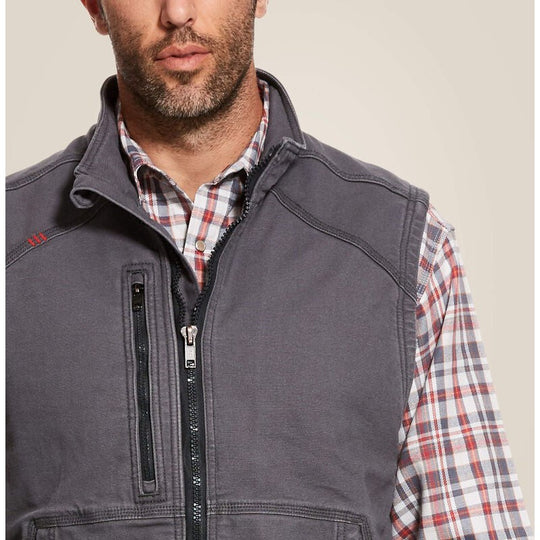 Ariat Men's DuraLight Stretch Flame Resist Canvas Vest Gray - 10027868 - Overlook Boots