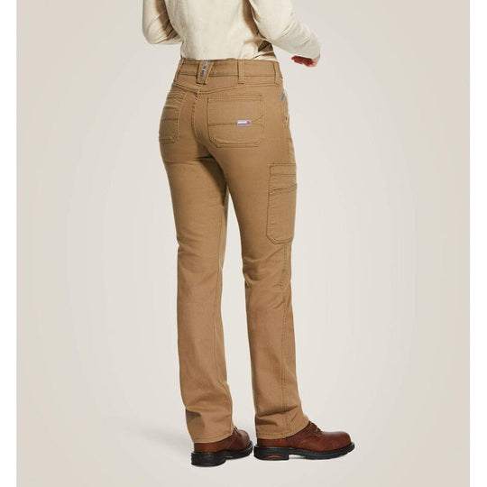 Ariat Women's Flame Resistant Stretch DuraLight Canvas Straight Leg Pant Khaki - 10030273 - Overlook Boots