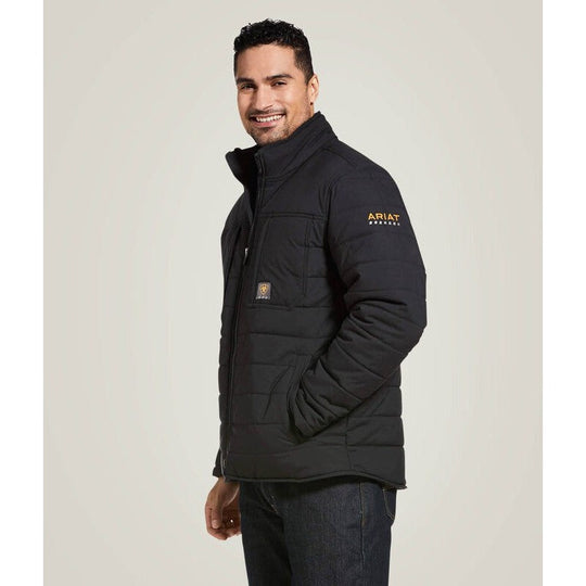 Ariat Men's Rebar Valiant Stretch Canvas Insulated Jacket Black - 10032975 - Overlook Boots