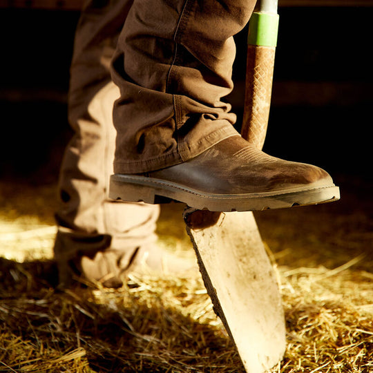 Ariat Men's Groundwork Wide Toe Steel Toe Western Work Boot -Brown- 10034717 - Overlook Boots