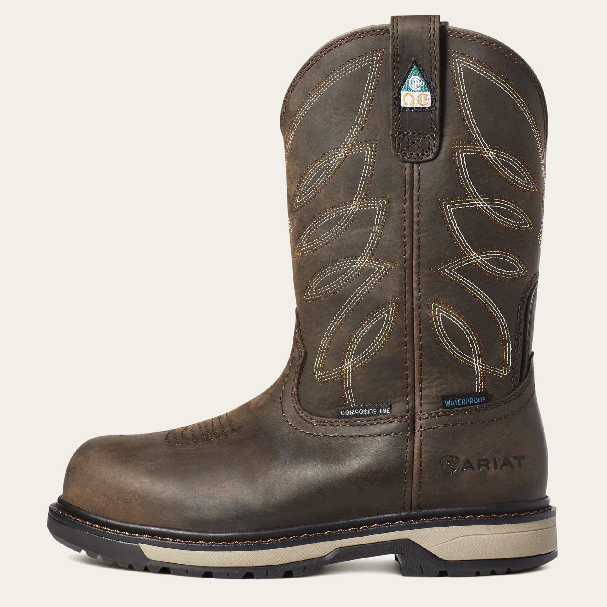 Ariat Women's Riveter Pull-On Composite Toe CSA Waterproof Puncture Resistant Work Boot - Brown - 10035774 - Overlook Boots