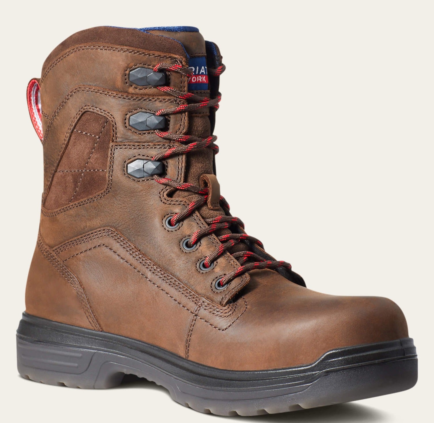 Ariat Men's Turbo 8" Carbon Toe Waterproof USA Assembled Work Boot - Brown - 10036737 7 / Medium / Brown - Overlook Boots