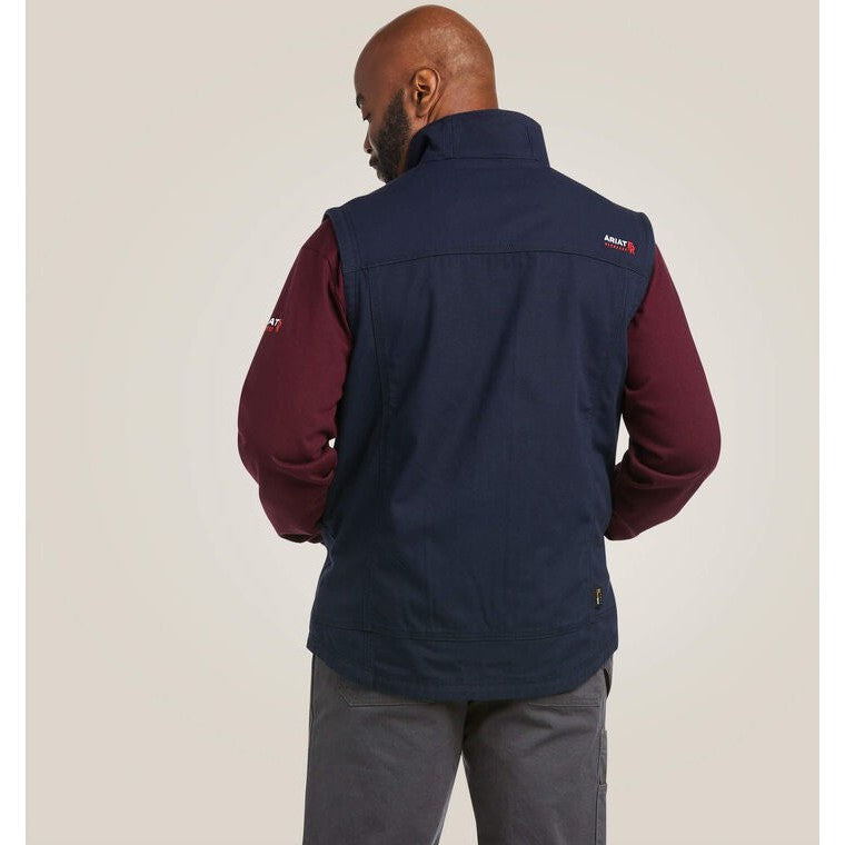 Ariat Men's Flame Resistant DuraLight Stretch Canvas Vest Navy - 10037641 - Overlook Boots