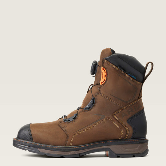 Ariat Men's WorkHog Xt Boa 8" Carbon Toe Waterproof Work Boot -Brown- 10038922 - Overlook Boots