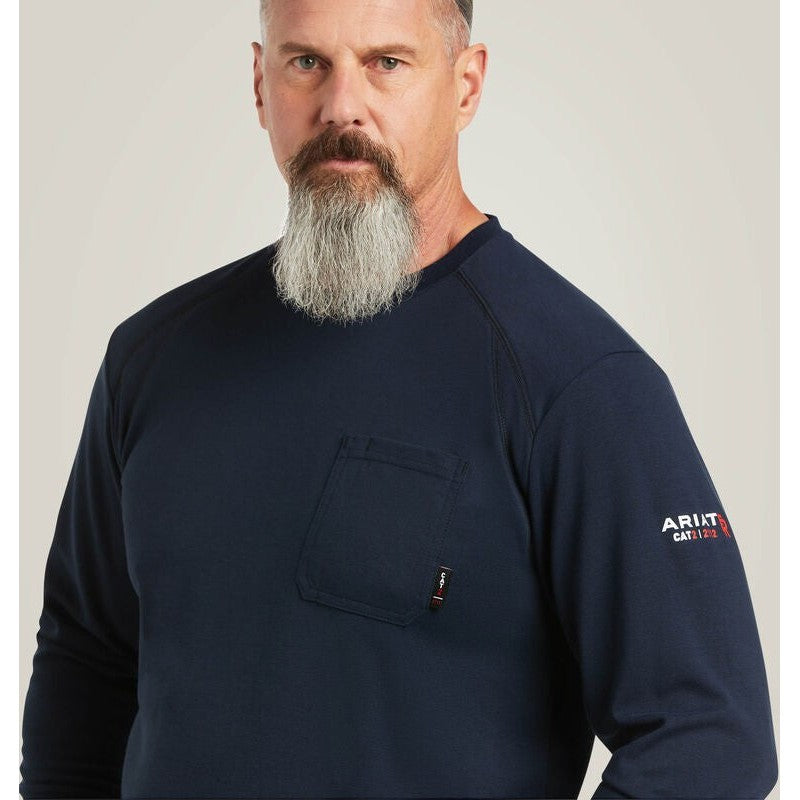 Ariat Men's Flame Resistant Max Protect Flame Resist Inherent T-Shirt Navy - 10039161 - Overlook Boots