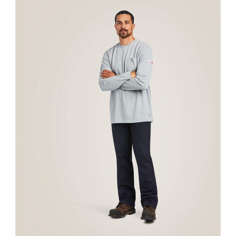 Ariat Men's Flame Resistant Max Protect Flame Resist Inherent T-Shirt Grey - 10039228 - Overlook Boots