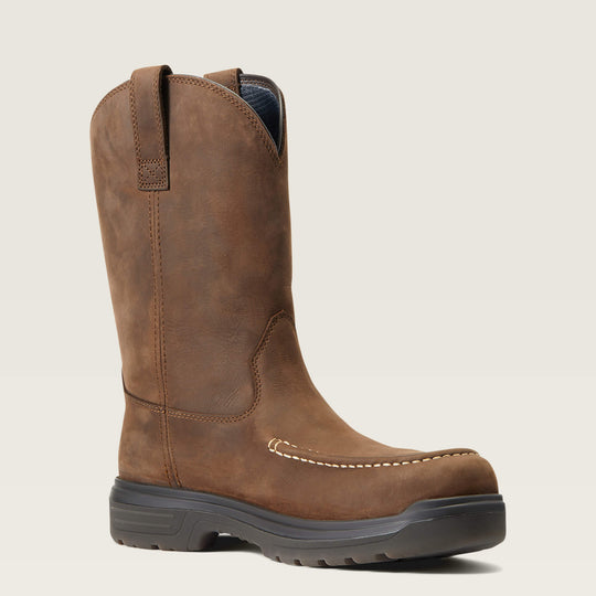Ariat Men's Turbo Moc Toe Carbon Toe Waterproof Work Boot - Mocha - 10040396 - Overlook Boots