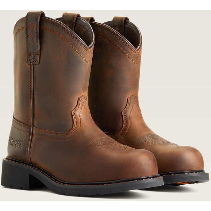 Ariat Women's Fatbaby Pull On Steel Toe Work Boot -Brown- 10040431 - Overlook Boots
