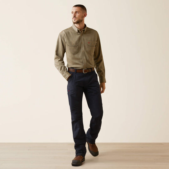 Ariat Men's Air Inherent Flame Resist Work Shirt Khaki - 10040900 - Overlook Boots
