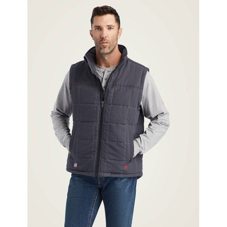 Ariat Men's Crius Flame Resist Insulated Workwear Vest Grey - 10041623 Small / Iron Grey / Standard - Overlook Boots