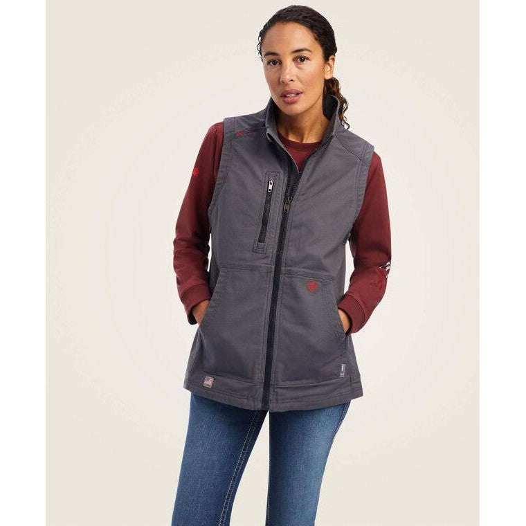 Ariat Women's Flame Resistant DuraLight Cordura Canvas Vest Grey - 10041790 Small / Iron Grey / Standard - Overlook Boots