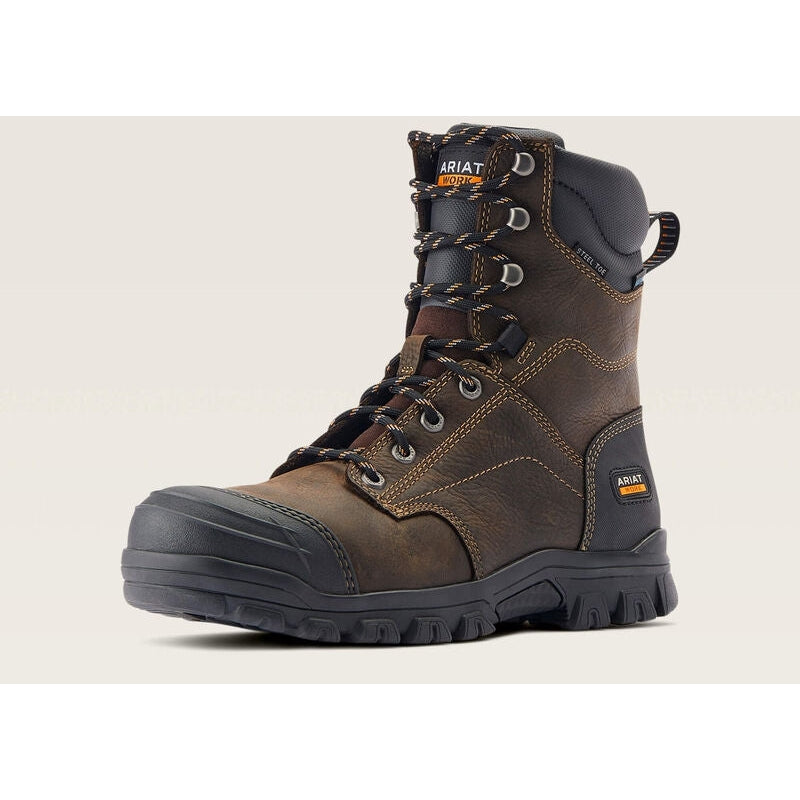 Ariat Men's Treadfast 8" Steel Toe Waterproof Slip Resistant Work Boot - Brown - 10042496 - Overlook Boots