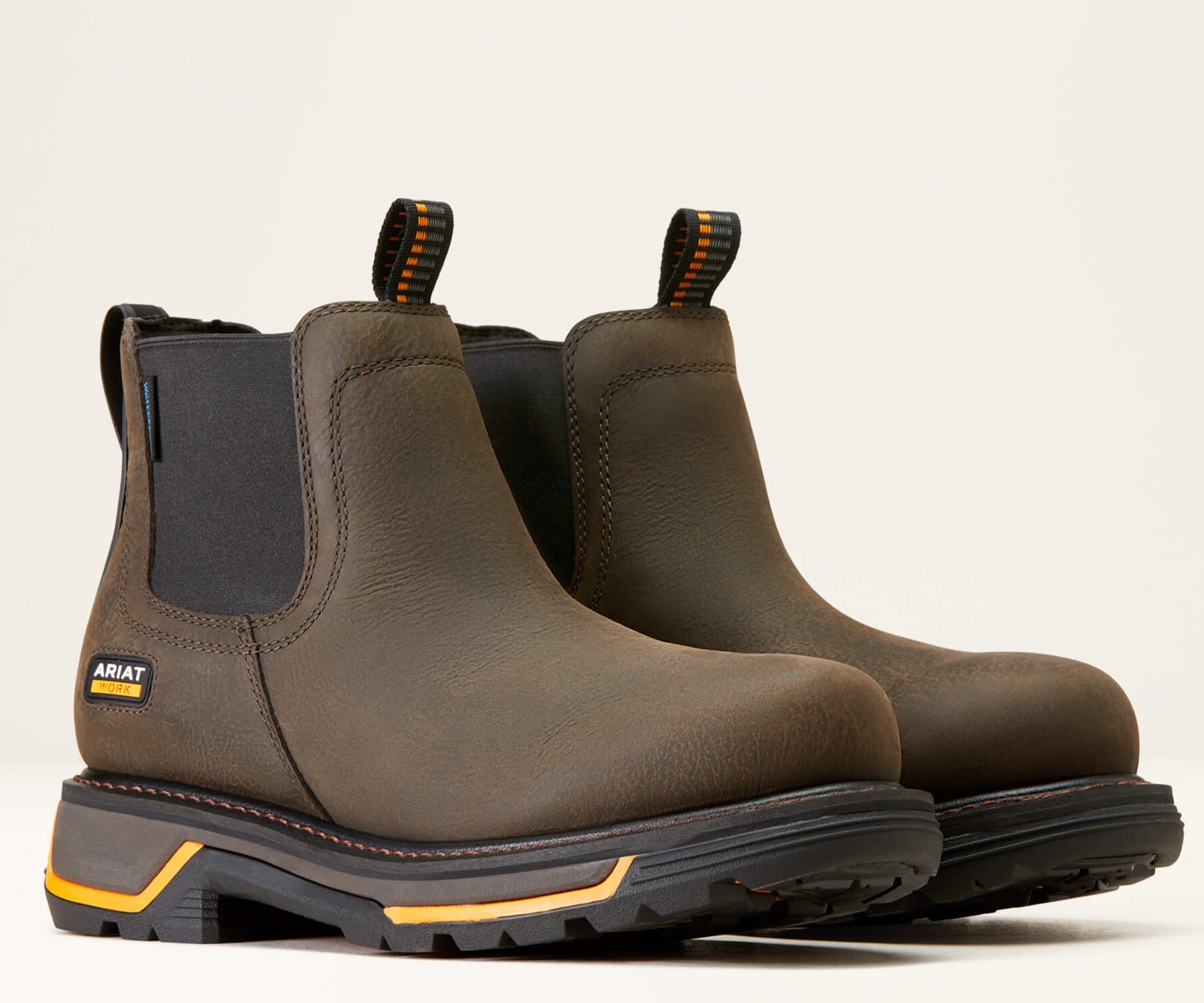 Ariat Men's Big Rig Chelsea Soft Toe Waterproof Work Boot - Iron Coffee - 10042545 7 / Wide / Brown - Overlook Boots