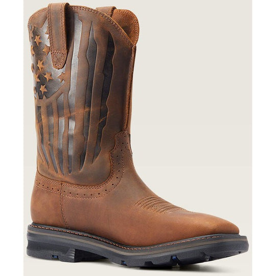 Ariat Men's Sierra Shock Shield Patriot Western Work Boot - Brown - 10044505 7.0 / Medium / Brown - Overlook Boots
