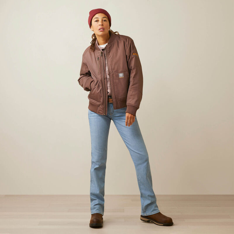 Ariat Women's Rebar Stretch Canvas Bomber Jacket Pepper - 10046382 - Overlook Boots