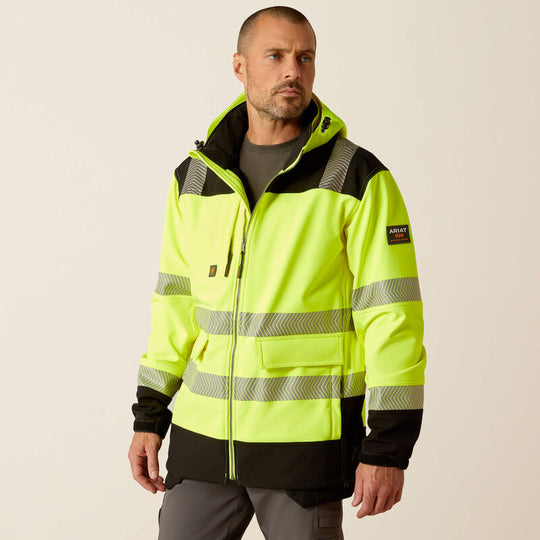 Ariat Men's Rebar Hi-Vis Softshell Water Resist Jacket Yellow - 10046407 Small / HI VIS Yellow / Standard - Overlook Boots