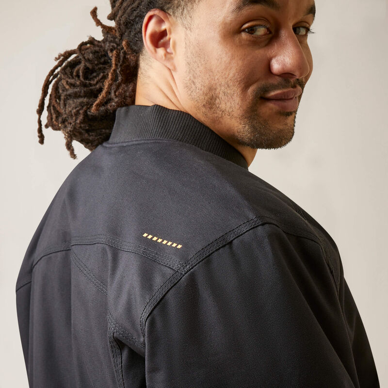 Ariat Men's Rebar Stretch Canvas Bomber Jacket Black - 10046515 - Overlook Boots