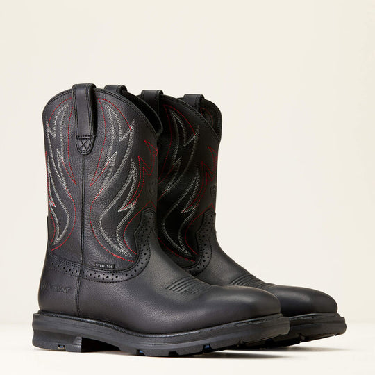 Ariat Men's Sierra Shock Shield Steel Toe Western Work Boot -Black- 10046929 - Overlook Boots