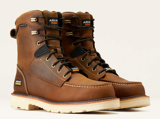 Ariat Men's Rebar Lift 8" Composite Toe Waterproof Work Boot - Brown - 10047028 6.0 / Medium / Brown - Overlook Boots