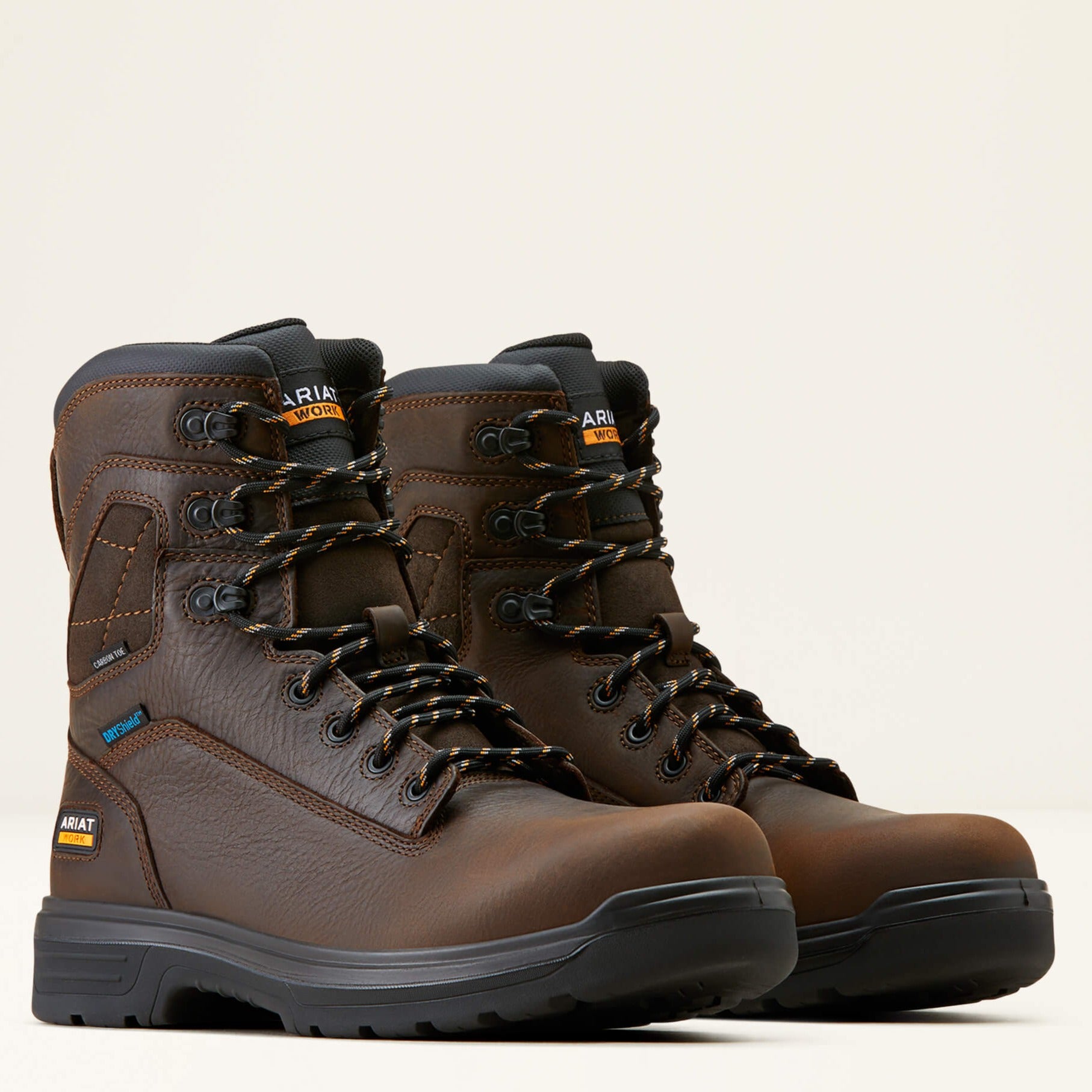 Ariat Men's Turbo 8" Carbon Toe Waterproof Work Boot - Rich Brown - 10050823 7 / Medium / Brown - Overlook Boots