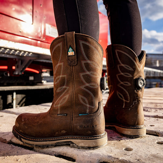 Ariat Women's Riveter 10" Composite Toe Waterproof Puncture Resistant Work Boot - Brown - 10050831 - Overlook Boots