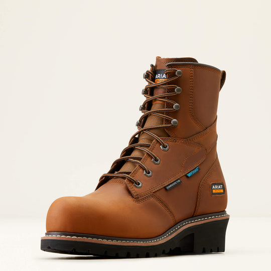 Ariat Men's Logger Shock Shield 8" Composite Toe Waterproof Work Boot- Brown- 10050840 - Overlook Boots