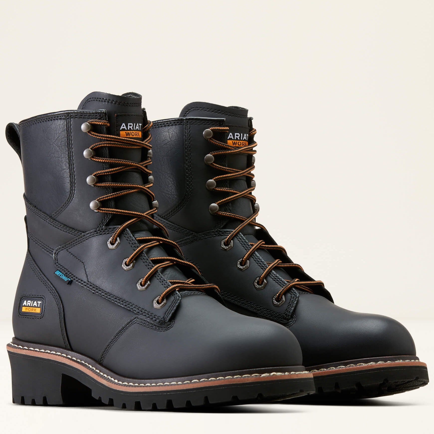 Ariat Men's Logger Shock Shield 8" Soft Toe Waterproof Work Boot- Black- 10050842 5 / Medium / Black - Overlook Boots