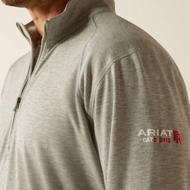 Ariat Men's FR Primo 1/4 Zip Flame Resist Baselayer Grey - 10052067 - Overlook Boots