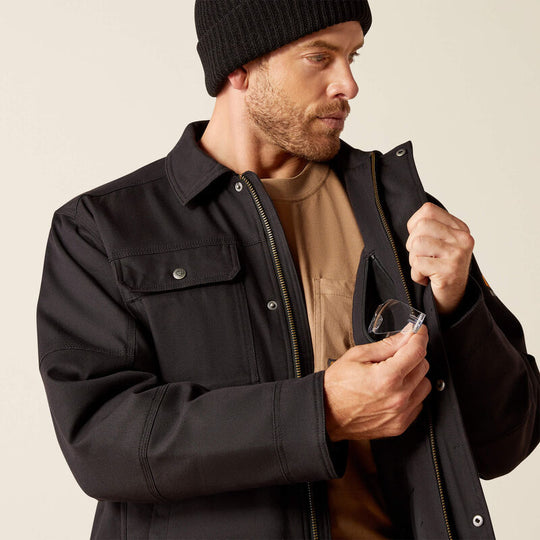 Ariat Men's Rebar DuraCanvas Sherpa-Lined Coat - Black - 10052087 - Overlook Boots
