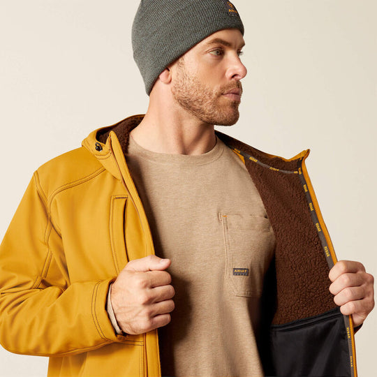 Ariat Men's Rebar Sherpa Stretch Canvas Softshell Jacket Brown - 10052430 - Overlook Boots