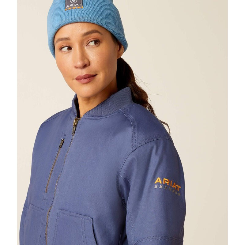 Ariat Women's Rebar Stretch Canvas Bomber Jacket Blue - 10052994 - Overlook Boots