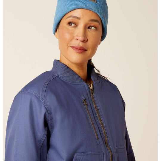 Ariat Women's Rebar Stretch Canvas Bomber Jacket Blue - 10052994 - Overlook Boots