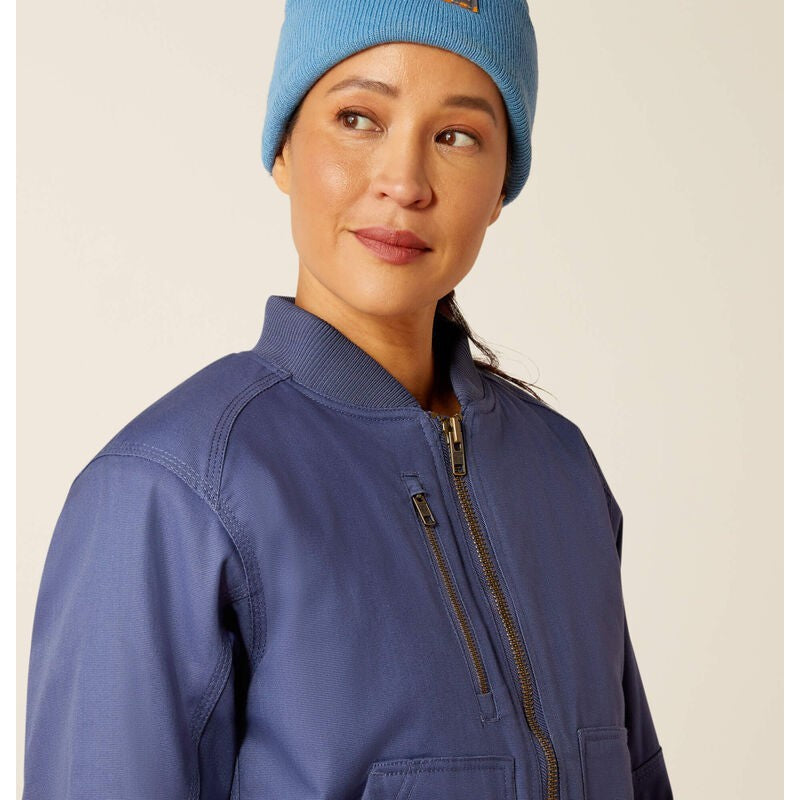 Ariat Women's Rebar Stretch Canvas Bomber Jacket Blue - 10052994 - Overlook Boots