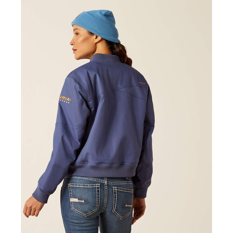 Ariat Women's Rebar Stretch Canvas Bomber Jacket Blue - 10052994 - Overlook Boots