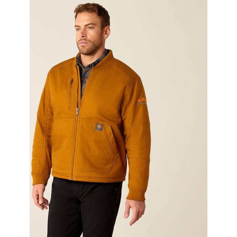 Ariat Men's Rebar Stretch Canvas Bomber Jacket Brown - 10053000 Small / Golden Brown / Standard - Overlook Boots