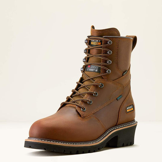 Ariat Men's Logger Shock Shield Comp Toe Waterproof Work Boot - Brown - 10053569 - Overlook Boots