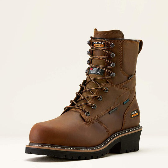 Ariat Men's Logger Shock Shield Comp Toe Waterproof Logger Work Boot - Brown - 10053570 - Overlook Boots