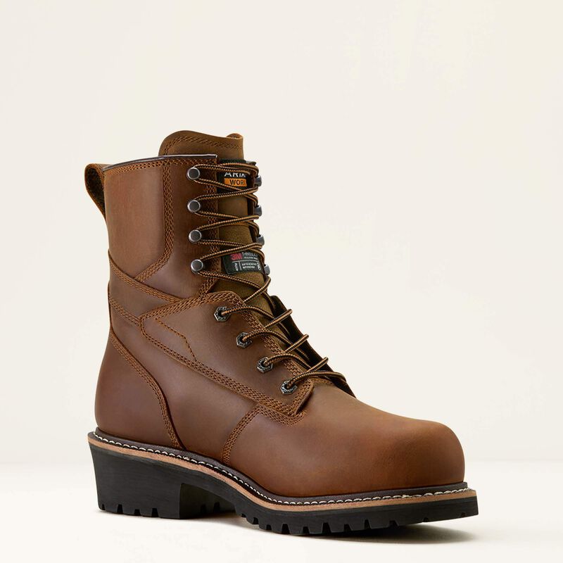 Ariat Men's Logger Shock Shield Comp Toe Waterproof Logger Work Boot - Brown - 10053570 - Overlook Boots
