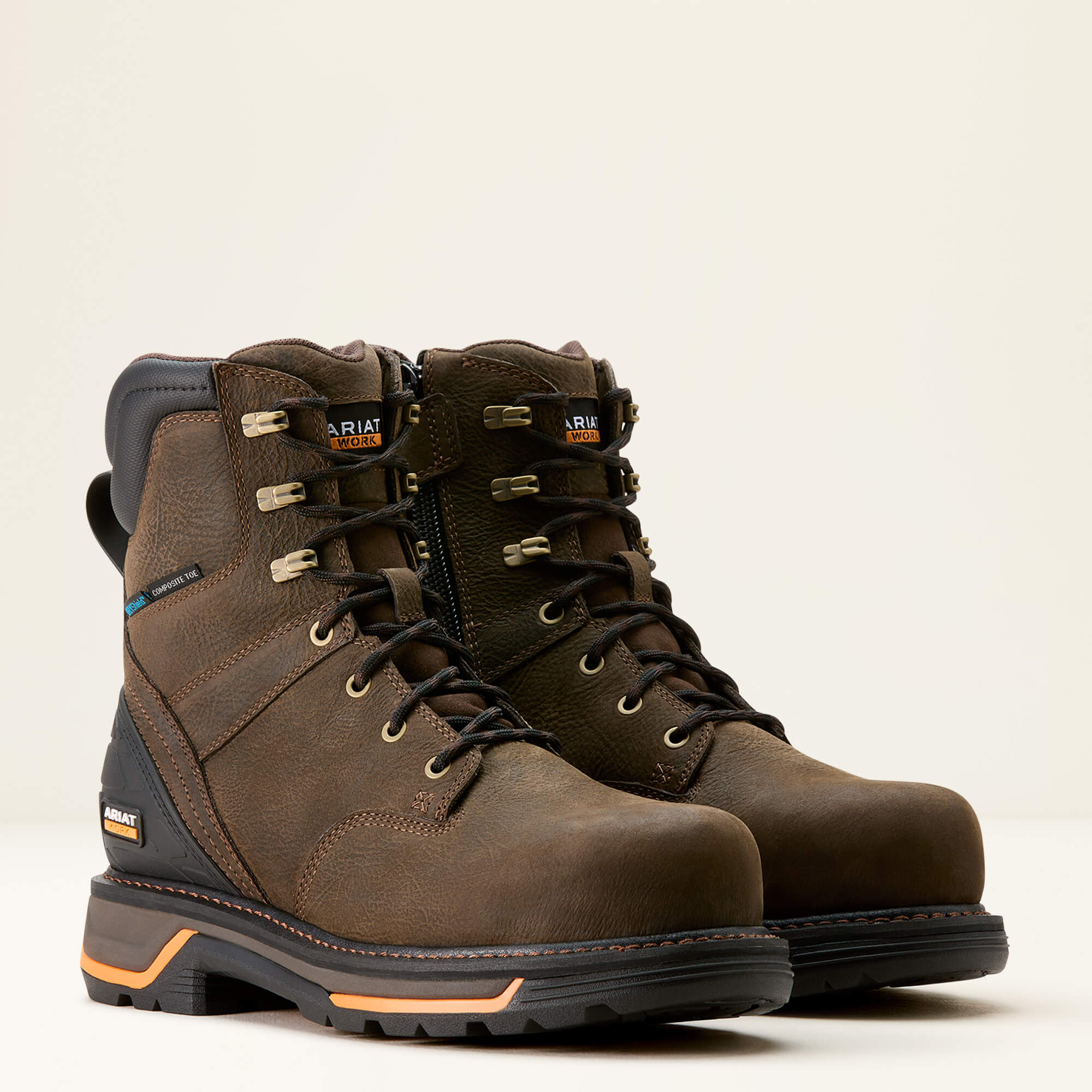 Ariat Men's Big Rig 8" Composite Toe Waterproof Work Boot -Coffee- 10053573 6 / Wide / Brown - Overlook Boots