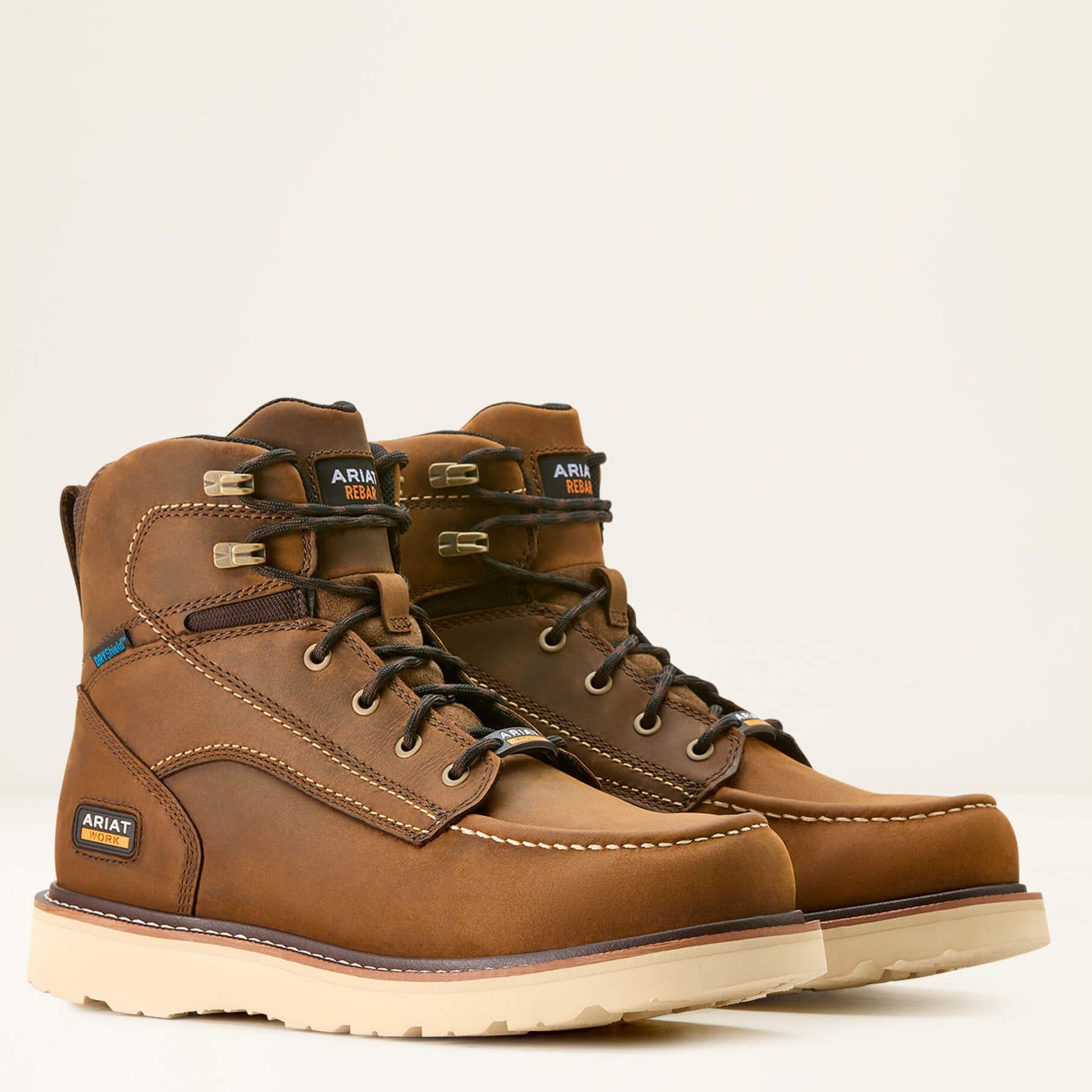 Ariat Men's Rebar 6" Soft Toe Waterproof Wedge Work Boot - Brown - 10053614 - Overlook Boots