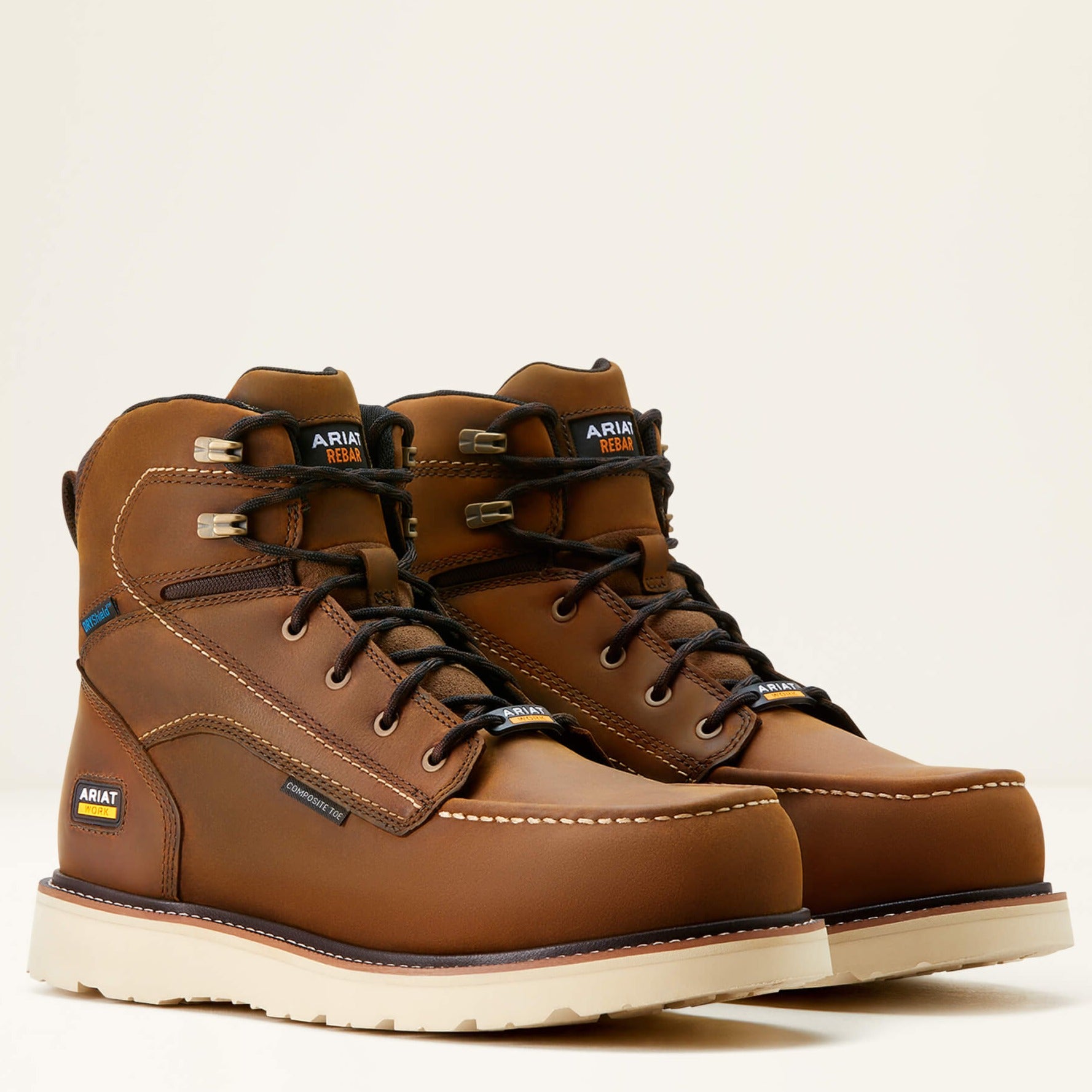 Ariat Men's Rebar 6" Composite Toe Waterproof Wedge Work Boot - Brown - 10053615 - Overlook Boots