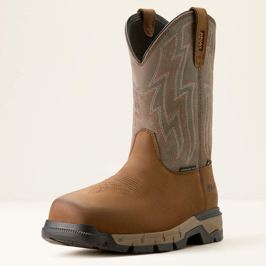 Ariat Men's Rebar Flex Composite Toe Slip Resistant Western Work Boot -Brownstone- 10053616 - Overlook Boots