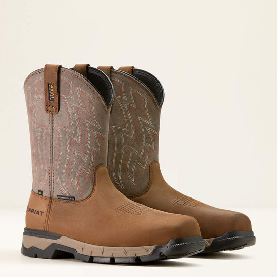 Ariat Men's Rebar Flex Composite Toe Slip Resistant Western Work Boot -Brownstone- 10053616 - Overlook Boots