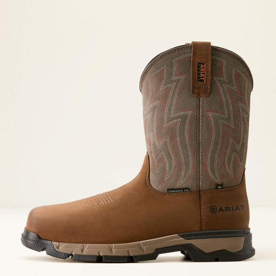 Ariat Men's Rebar Flex Composite Toe Slip Resistant Western Work Boot -Brownstone- 10053616 - Overlook Boots
