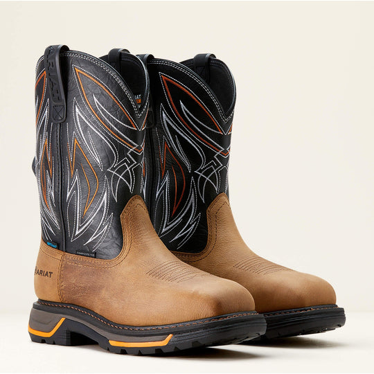 Ariat Men's Big Rig BOA 11" Composite Toe Waterproof Western Work Boot- Tan- 10053617 - Overlook Boots